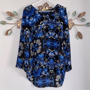 Express Womens Blue Gray Pullover Tunic Blouse Size Medium